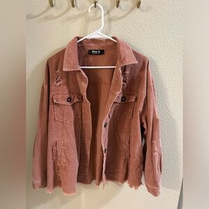 Corduroy Shacket in Rose